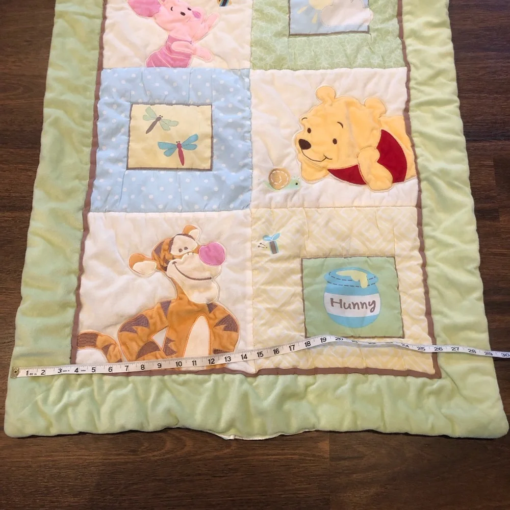 Vintage Winnie The Pooh Baby Crib Quilt Green Trim Tigger Piglet